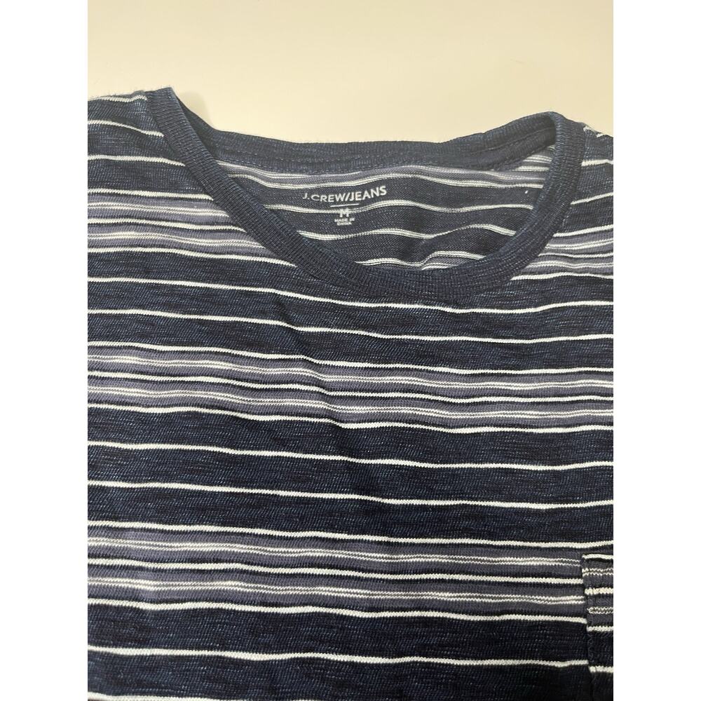 j crew navy blue striped shirt mens medium crew neck